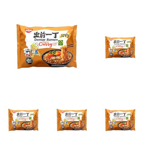 Nissin Demae Ramen – Japanese Curry, Einzelpack, Instant-Nudeln japanischer Art, mit Curry-Geschmack und asiatischen Gewürzen, vegetarisch, schnell und einfach zubereitet, asiatisches Essen (1x100g) von Nissin