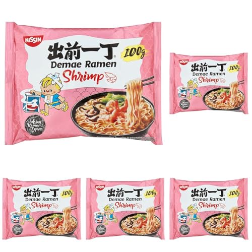 Nissin Demae Ramen – Shrimp, Einzelpack, Instant-Nudeln japanischer Art, mit Shrimp-/ Crevetten-Geschmack und asiatischen Gewürzen, schnell und einfach zubereitet, asiatisches Essen (1 x 100 g) von Nissin