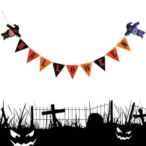 Happy Halloween Banner Halloween Wimpel Halloween Papier Wimpelkette Horror Thema Dekorationen Party Banner Dekorationen Wand Kaminsims Büro Halloween Party Banner Muster Wimpel Banner Papier von Nlrlo