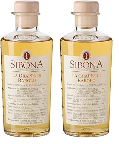 Sibona Grappa di Barolo mit 40% vol. (1 x 0,5l) – Feiner, samtiger Grappa aus Italien (Packung mit 2) von Nº1 SIBONA