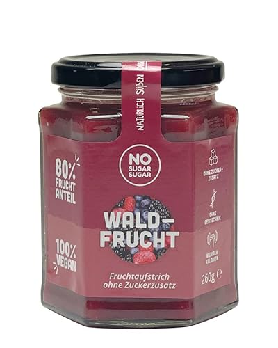 NO SUGAR SUGAR Fruchtaufstrich Waldfrucht ohne Zuckerzusatz mindestens 80% Fruchtanteil mit Erythrit und Stevia | Brotaufstrich Hergestellt in der EU (260g) (1x 260g) von NoSugarSugar