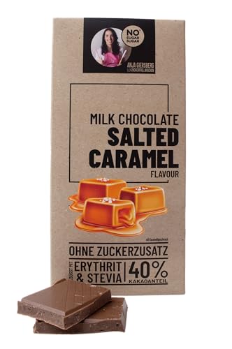 NO SUGAR SUGAR Schokolade Salted Caramel 125g ohne Zuckerzusatz gesüßt mit Erythrit und Stevia - in Zusammenarbeit mit Anja Giersberg von NoSugarSugar