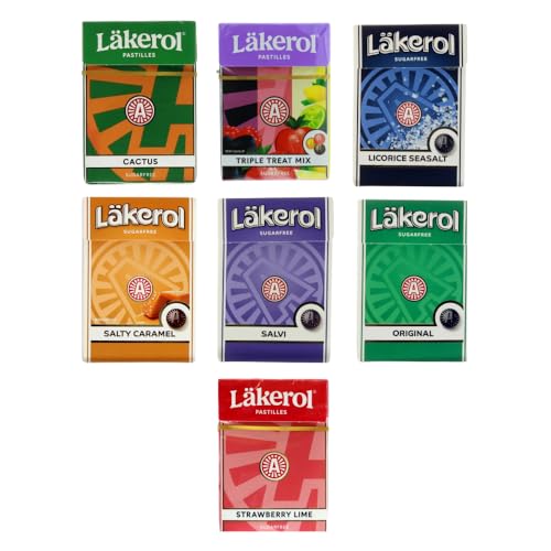 Läkerol schwedisches Lakritz Probierpaket 7er - ideal zum ausprobieren, Testen und verschenken 525g von Nohawa