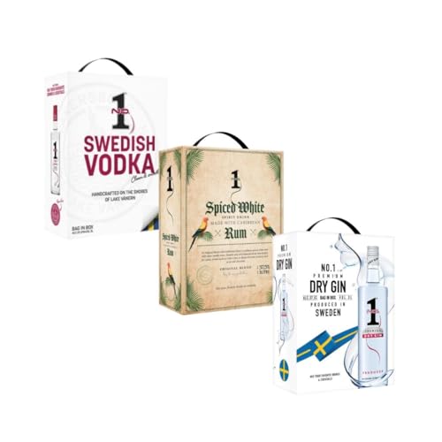 No.1 Spirituosen-Mixpaket – 3L Vodka, 3L Weißer Rum & 3L Gin in Bag-in-Box – Perfekt für Bars, Clubs & Events – Hochwertiger Geschmack aus Skandinavien von Nohawa