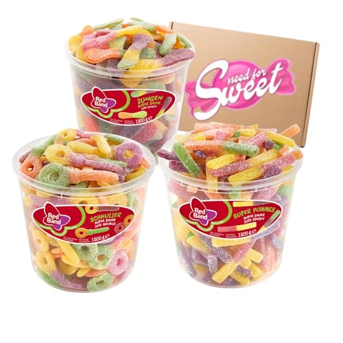 Red Band Fruchtgummi Super Sauer Mix 3x 1,2kg - zum teilen mit Familie und Freunden oder als Vorrat für zu süsse Tage von Nohawa