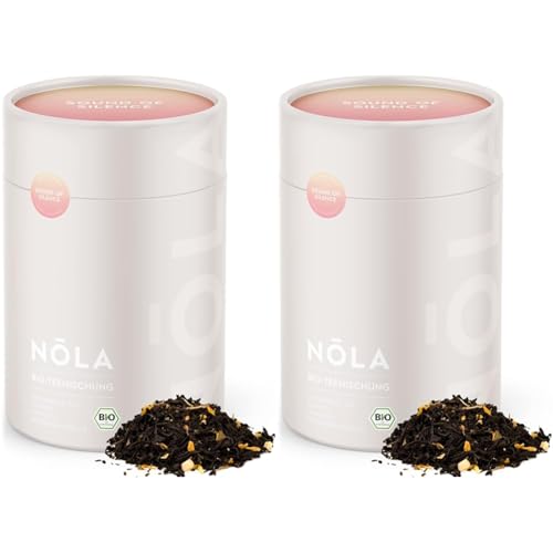 NOLA Bio Teemischung 'Sound of Silence' - BIO Schwarzer Tee mit Mandel, Pfirsich & echter Bourbon-Vanille - loser Premium Bio-Schwarztee mit 100% natürlichen Zutaten, vegan (Packung mit 2) von Nola