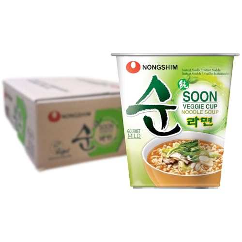 Nong Shim Instantnudeln Soon Veggie Ramyun – Koreanische Gemüse Cup Suppe mild - schnelle Zubereitung – 12er Vorteilspack à 67g von Nong Shim