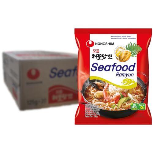 Nong Shim Instantnudeln Seafood Ramyun – Koreanische Seafood Ramen Suppe Modumheamul Tangmyun - schnelle Zubereitung – 20er Vorteilspack à 125g von Nong Shim