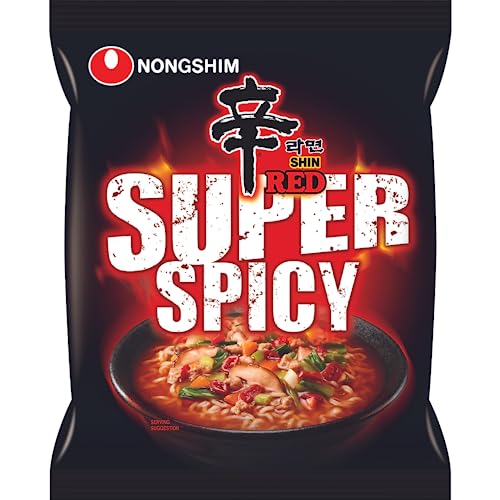 Nong Shim Instantnudeln Red Shin Ramyun - Koreanische Instantnudeln super scharf - schnelle Zubereitung - 1er Pack à 120g von Nongshim