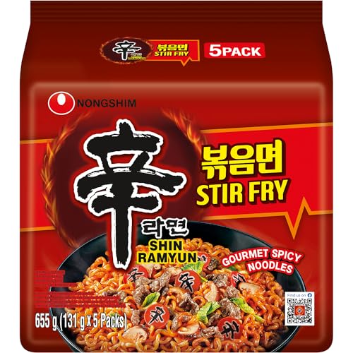 Nong Shim Instantnudeln Shin Ramyun Stir Fry - Koreanische Ramen Nudelsuppe scharf würzig - schnelle Zubereitung - 1er Multipack - 5 x 131g von Nong Shim