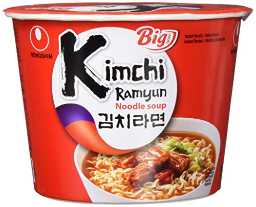 Nong Shim Instantnudeln Kimchi Ramyun Big Bowl - Koreanische Ramen Suppe - schnelle Zubereitung - 8er Vorteilspack à 112 g von Nong Shim