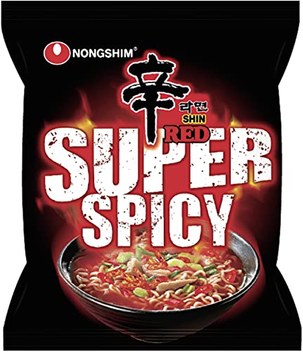 Nong Shim Instantnudeln Red Shin Ramyun - Koreanische Instantnudeln super scharf - schnelle Zubereitung - 6er Vorteilspack à 120g von Nong Shim