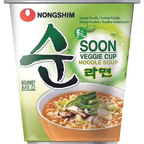 Nong Shim Instantnudeln Soon Veggie Ramyun – Koreanische Gemüse Cup Suppe mild - schnelle Zubereitung – 6er Pack à 67g von Nong Shim