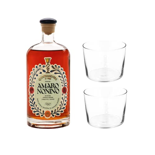 Amaro Nonino Quintessentia® GP Alk. 35% Vol. mit zwei Tumbler Gläser von Nonino