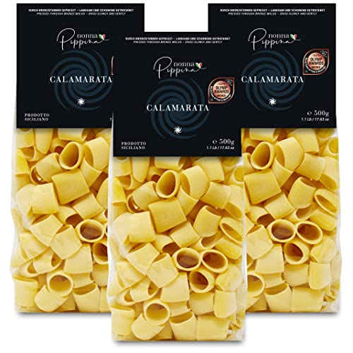 NONNA PIPPINA Calamarata, 3 x 500g, Pasta traditionell durch Bronzeform gezogen, langsame Trocknung, aus Hartweizengriess, vegan (ohne Ei) von Nonna Pippina