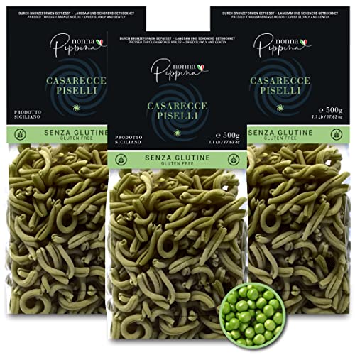 NONNA PIPPINA Casarecce Glutenfreie Nudeln, 3 x 500g, Erbsen-Pasta traditionell durch Bronzeform gezogen, langsame Trocknung, vegan (Erbsen 3 x 500g) von Nonna Pippina