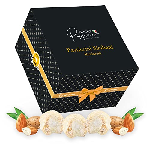 NONNA PIPPINA Pasticcini Siciliani, 600g, nur Ricciarelli, traditionell handgemachtes weiches Mandelgebäck aus Sizilien, in schöner Geschenk-Box (Box-Design kann variieren) GLUTENFREI + LAKTOSEFREI von Nonna Pippina