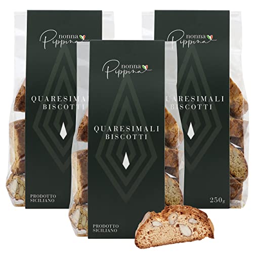 NONNA PIPPINA Quaresimali Biscotti 3x 250g, Sizilianische Cantuccini mit leichter Zimtnote, Sizilianisches Gebäck mit Mandeln, handgemachtes Gebäck, 750g von Nonna Pippina