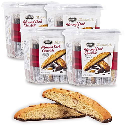 Nonni's Cioccolati Biscotti Italian Cookies – 4 Dosen – italienische Biscotti-Kekse – Biscotti einzeln verpackte Kekse mit hochwertigen kalifornischen Mandeln und dunkler Schokolade – koschere von Nonni's