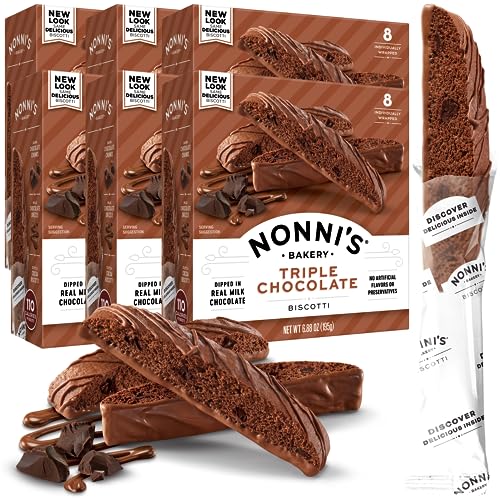 Nonni's Triple Chocolate Biscotti Italian Cookies - 6 Boxes Triple Chocolate Italian Biscotti Cookies w/Dark Chocolate - Biscotti Individually Wrapped Cookies - Kosher - 6.88 oz von Nonni's