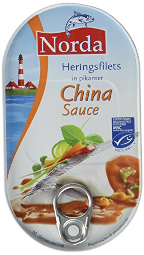 Norda Heringsfilets China, 13er Pack Konserven, Fisch in pikanter Gemüsesauce von Norda