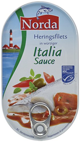 Norda Heringsfilets Italia, 13er Pack Konserven, Fisch in Tomaten-Kräutersauce von Norda