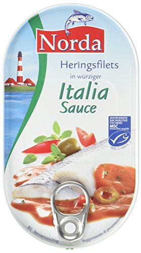 Norda Heringsfilets Italia, 1er Pack Konserven, Fisch in Tomaten-Kräutersauce von Norda