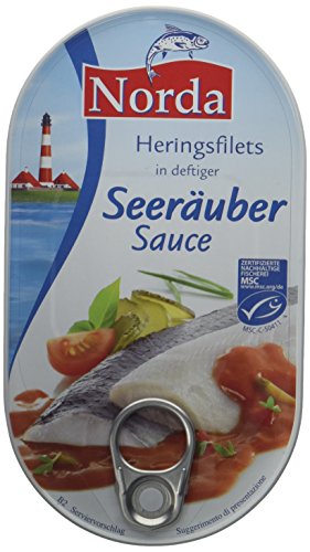 Norda Heringsfilets Seeräuber, 13er Pack Konserven, Fisch in Gurken-Paprikasauce von Norda