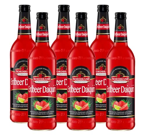 Nordbrand Erdbeer Daiquiri Cocktail – Fertig gemixter Cocktail in der Flasche – Fruchtiger Mix von Erdbeeren und Limette mit 15% vol. (6 x 0,7l) von Nordbrand Nordhausen