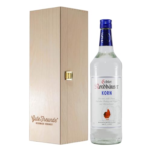 Echter Nordhäuser Korn 1L mit Geschenk-Holzkiste von Nordhäuser