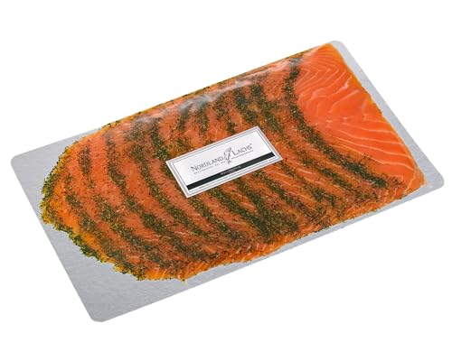 Nordland-Lachs 350g Gravedlachs | Ultrapremium Qualität aus Schottland | handfiletiert, mit Salz + Kräutern geräuchert, dünn geschnitten | Top Kühlversand von Nordland-Lachs