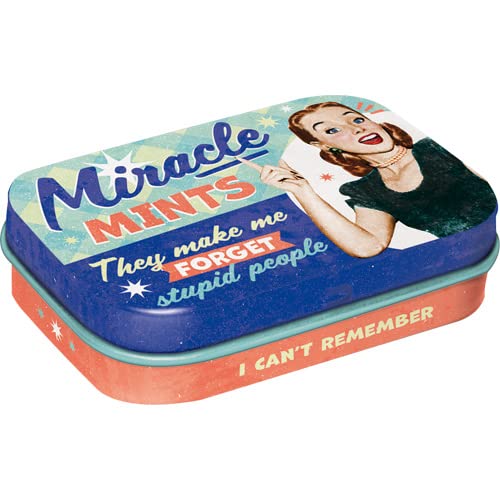 Nostalgic-Art Retro Pillendose, 4 x 6 x 1,6 cm, Miracle Mints – Geschenk-Idee für Nostalgie-Fans, mit Pfefferminz-Dragees, Vintage Design von Nostalgic-Art