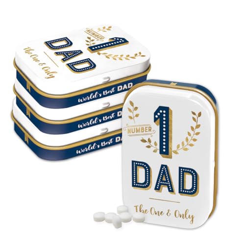 Nostalgic-Art Retro Pillendose, 4 x 6 x 1,6 cm, Number 1 Dad (4er-Set) – Geschenk-Idee für Papa, mit Pfefferminz-Dragees, Vintage Design von Nostalgic-Art