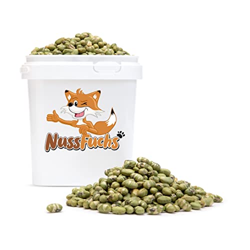 Edamame Bohnen 2kg - knackige Sojabohnen geröstet & leicht gesalzen - Edamame Bohnen getrocknet ohne Fett geröstet glutenfrei vegan - knusprige Sojabohnen als Snack für zwischendurch - NussFuchs (2kg) von NussFuchs