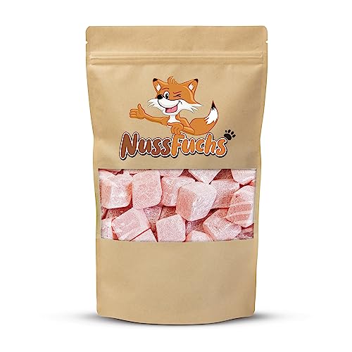 Lokum 1kg Turkish Delight Lokum mit Rosenaroma Rose/Gül Lokum mit natürlichem Rosengeschmack Türkischer Honig glutenfrei vegan Türkische Süßigkeit zum Snacken, als Geschenk - NussFuchs (1kg) von NussFuchs