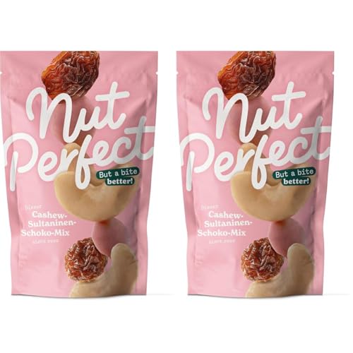 Nut Perfect | Cashew-Sultaninen-Schoko-Mix | Knackig, Saftig, Cremig | Rosafarbene Ruby-Schokolade mit natürlich beerigem Aroma, leckere Cashews und saftige Sultaninen | 100g (Packung mit 2) von Nut Perfect But a bite better!