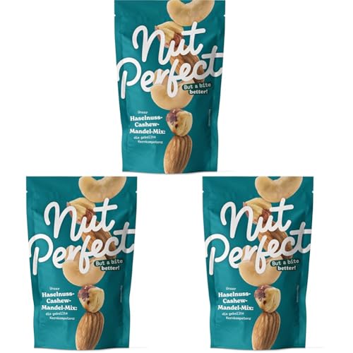 Nut Perfect | Haselnuss-Cashew-Mandel-Mix | Naturbelassene Mandeln und Cashews, geröstete Haselnüsse| Knackig, Lecker, Aromatisch | 100g (Packung mit 3) von Nut Perfect But a bite better!