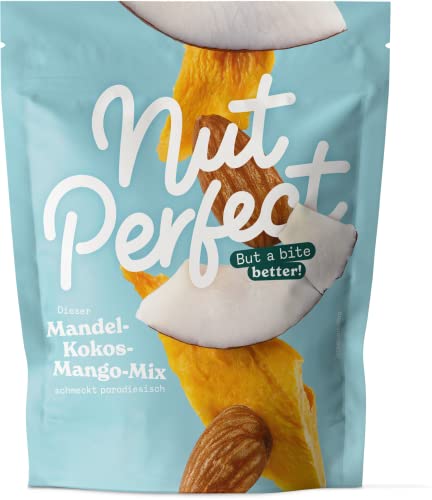 Nut Perfect | Mandel-Kokos-Mango-Mix| naturbelassen | tropisch-fruchtiges Geschmackserlebnis | fruchtig-säuerlicher Snack| kürzere Transportwege durch Anbau und Verarbeitung vor Ort | 100g von Nut Perfect But a bite better!