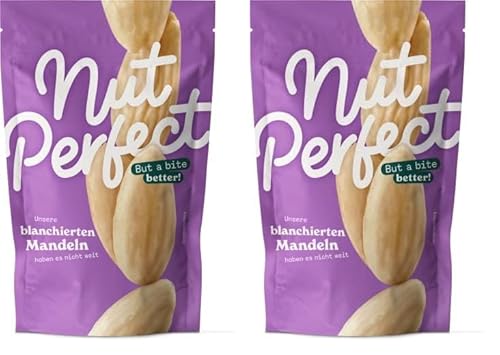 Nut Perfect | Mandelkerne blanchiert | ohne Haut | mild im Geschmack | kürzere Transportwege durch Anbau und Verarbeitung in Spanien | CO2-Einsparung durch kürzere Transportwege | 100g (Packung mit 2) von Nut Perfect But a bite better!