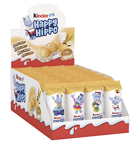 Kinder Happy Hippo Haselnuss – 1 Packung mit 28 Einzelriegeln à 20,7g - Knusprige Waffelspezialität mit Milch- und Haselnusscreme von Nutella