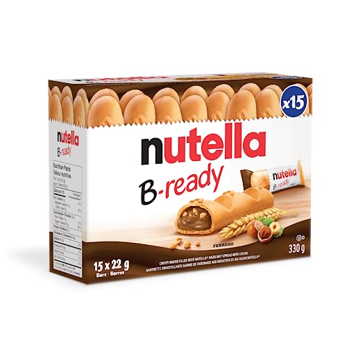 Nutella B-Ready, 330 g, 15 Riegel Packung, Crunchy Oblate gefüllt mit leckeren Nutella von Nutella