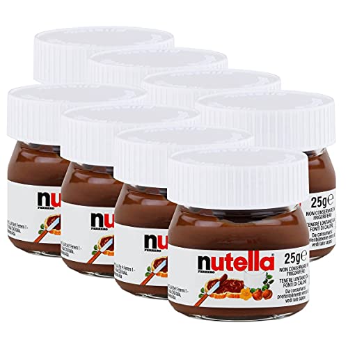 Nutella Ferrero Nutella Kleines Mini Design Glas 8er Set a 25g, Brotaufstrich, Nussnugatcreme, Schokoladen Auftrich von Nutella