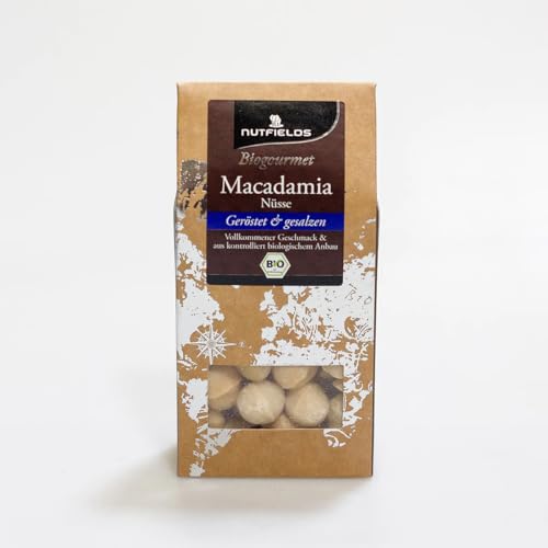 Nutfields Bio Macadamianüsse | geröstet & gesalzen | vegan | Bio Gourmet | 80 g von Nutfields