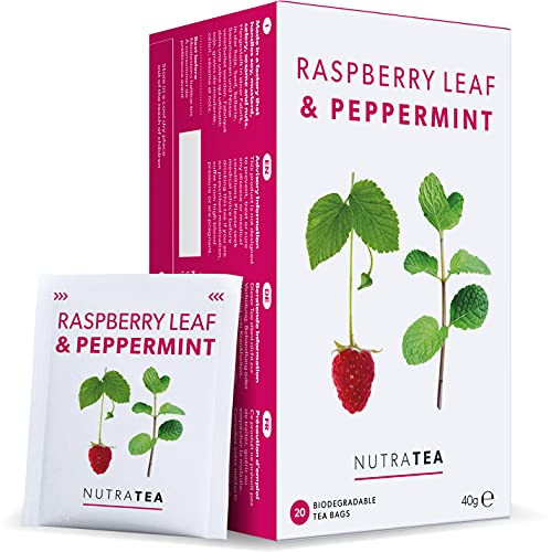 Nutra Tea - Himbeerblatt & Pfefferminztee – Himbeerblatt-Tee für Schwangerschaft & werdende Mütter – 120 Teebeutel – Kräutertee – (6 Stück) von Nutra Tea