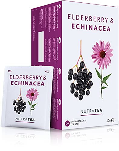 Nutra Tea - Holunder- und Echinacea-Tee | Holundertee – 120 Teebeutel – Kräutertee – (6 Stück) von Nutra Tea