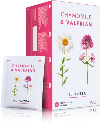 Nutra Tea NutraTea – Kamillen- und Baldrian-Tee | Baldrianwurzeltee – Schlaftee | Nachttee | 120 Teebeutel – Kräutertee, 20 Stück (6 Stück), 6 Stück von Nutra Tea