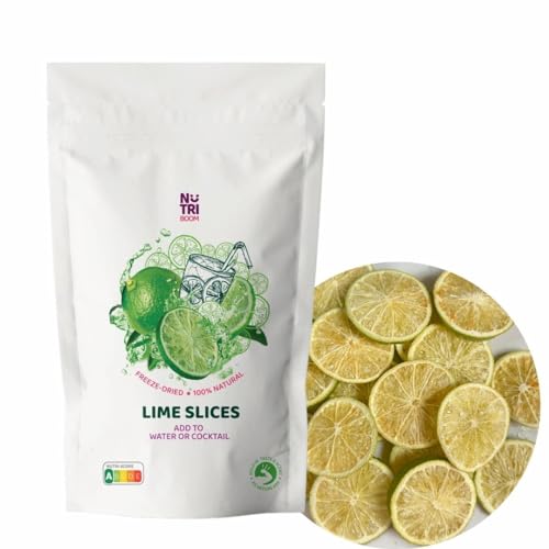 Freeze Dried Lime Slices - 100% Natural, Tart & Zesty, Perfect for Snacking and Cocktails, Decorating Drink, Infused Waters (100g) von NutriBoom