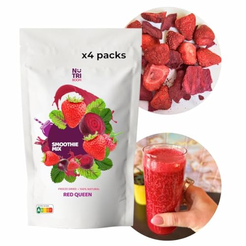 Ready to Blend Smoothie Kits Freeze-Dried Whole Fruits and Veggies for Healthy, Convenient Smoothies, Vegan, No Added Sugar, Smoothie DIY (4 servings, Red Queen) von NutriBoom