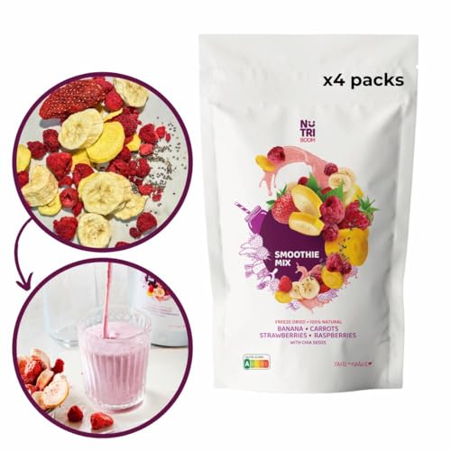 Ready to Blend Smoothie Kits Freeze-Dried Whole Fruits and Veggies for Healthy, Convenient Smoothies, Vegan, No Added Sugar, Smoothie DIY (4 servings, Shape Up) von NutriBoom