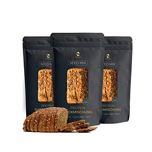 Keto Brot Backmischung Seed Mix 3er Pack. für 1,65 kg Brot | Eiweissbrot-Alternative | Ohne Getreide | Testsieger vergleich.org | Paleo | Glutenfrei | Low Carb | Ketogene Lebensmittel von Nutringo